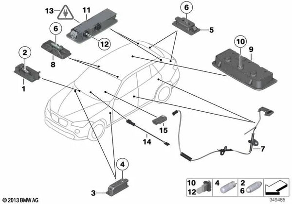 Luz de lectura interior trasera derecha para BMW X1 E84 (OEM 63319215610). Original BMW.