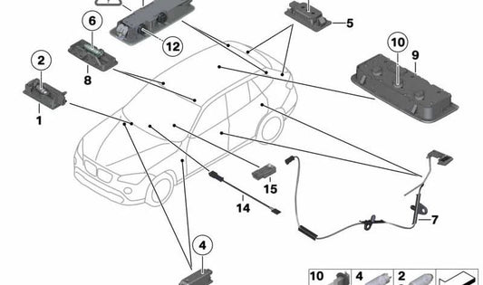 Luce specchio per BMW E81, E87, E92N, E84 (OEM 63316962015). BMW originale