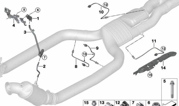 Soporte Sensor de Filtro de Partículas Otto para BMW G12N (OEM 13628695510). Original BMW.