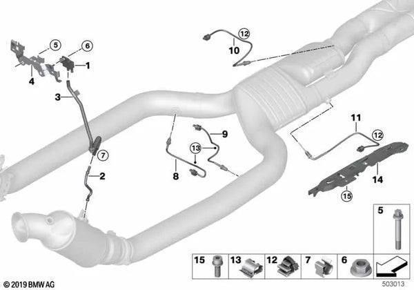 Conducto de presión para BMW Serie 7 G12N (OEM 18328486522). Original BMW.