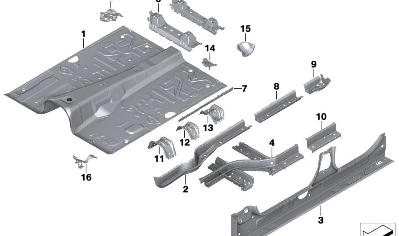 Extensión del travesaño del suelo izquierdo OEM 41008493519 para BMW G05, G18, F95, G06, F96. Original BMW