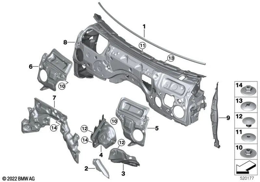 Aislamiento acústico pared lateral izquierda para BMW Serie 3 G20, G20N, G21, G21N, G28, G28N (OEM 51487436901). Original BMW.