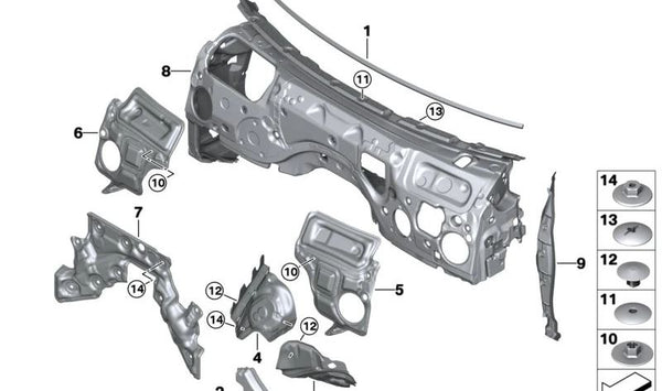 Aislante acústico pared lateral derecha para BMW Serie 3 G20, G21, G28 (OEM 51487436902). Original BMW