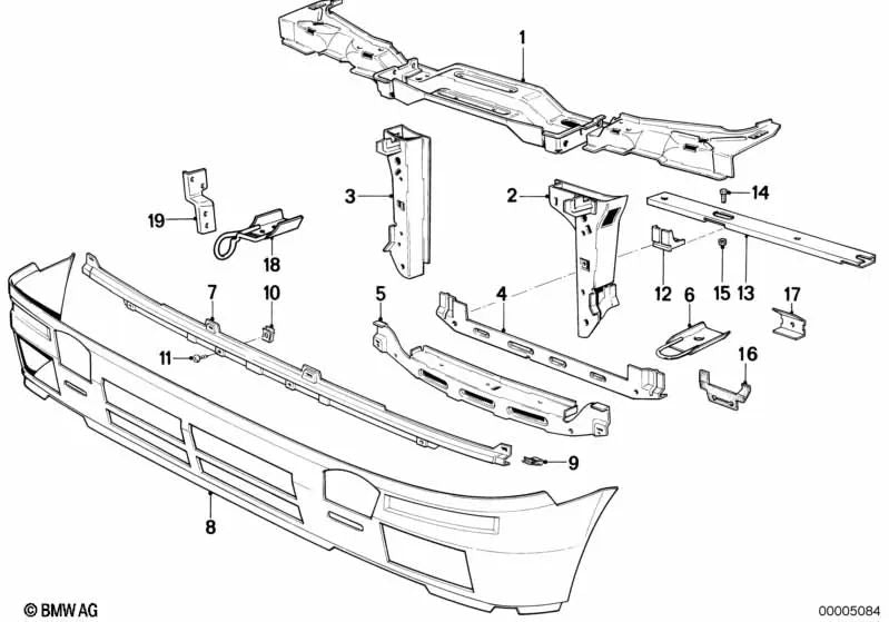 Consola Ojal de Remolque-Radiador Derecho para BMW E30 (OEM 41131972954). Original BMW