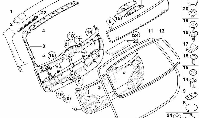 Rear Tailgate Trim for BMW 3 Series E91, E91N (OEM 51497182069). Original BMW