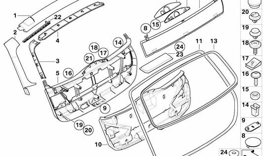 Rear Tailgate Trim for BMW 3 Series E91, E91N (OEM 51497182069). Original BMW