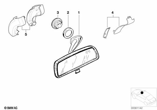 Espejo adicional para BMW E36, E34, E32 (OEM 51168126578). Original BMW