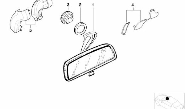 Espejo Interior EC para BMW E36, E31 (OEM 51168213229). Original BMW