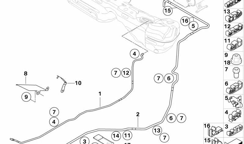 Tubo de Ventilación para Lavado para BMW E90, E92, E93 (OEM 16127170670). Original BMW