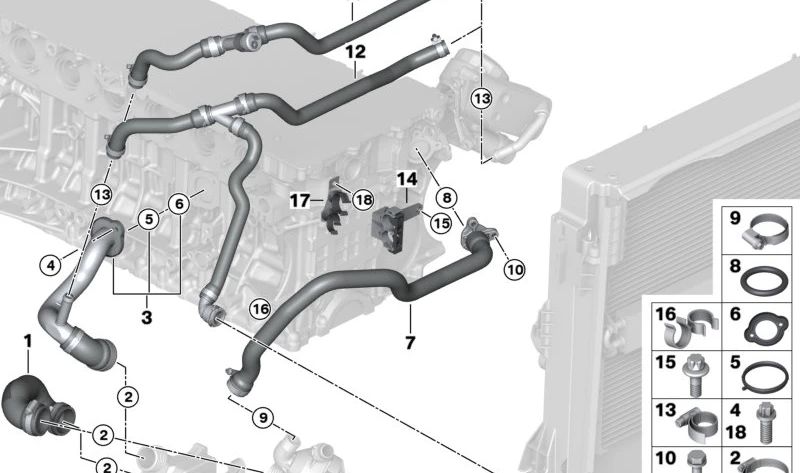 Manguera de intercambiador de calor de aceite de motor OEM 11537556924 para BMW X3 (E83). Original BMW