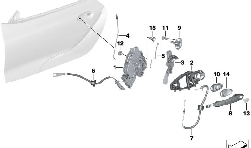 Cerradura de sistema izquierda para BMW F40, F44, U06, G20, G22, G23, G82, G83 (OEM 51217956147). Original BMW