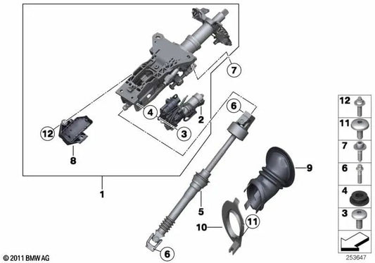 Ajuste de columna de dirección eléctrico para BMW Serie 5 E60N (OEM 32306791270). Original BMW