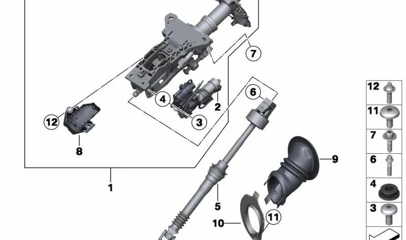 Mecanismo de ajuste eléctrico de columna de dirección OEM 32306791266 para BMW E60, E61, E63, E64. Original BMW