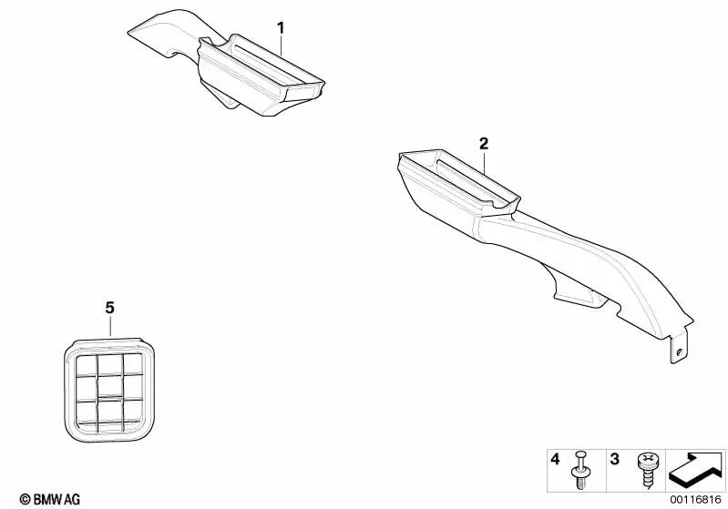 Conducto de aire para el reposapiés derecho para BMW Z4 E85, E86 (OEM 64227036352). Original BMW