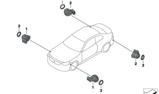 Sensor ultrasónico Oxid gris II para BMW G87, G20, G21, G28, G80, G81 (OEM 66207927927). Original BMW