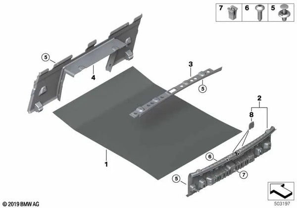 Blenda del parachoques trasero para BMW Serie 8 F91, F92, F93, G14, G15, G16 (OEM 51477435220). Original BMW