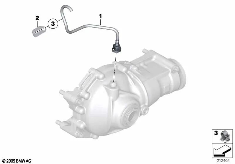 Tubo de ventilación del diferencial delantero para BMW E84 (OEM 31507599572). Original BMW.