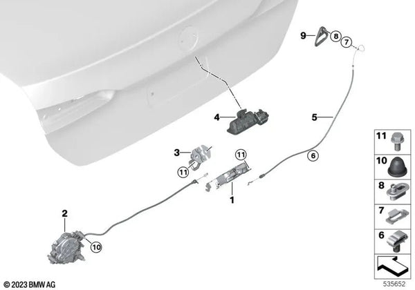 Sistema de cierre del maletero para BMW Serie 5 G60 (OEM 51245A01510). Original BMW.