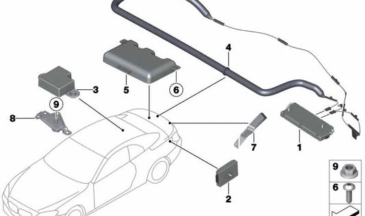 Amplificador de antena OEM 65209257380 para BMW F12, F13, F06. Original BMW.