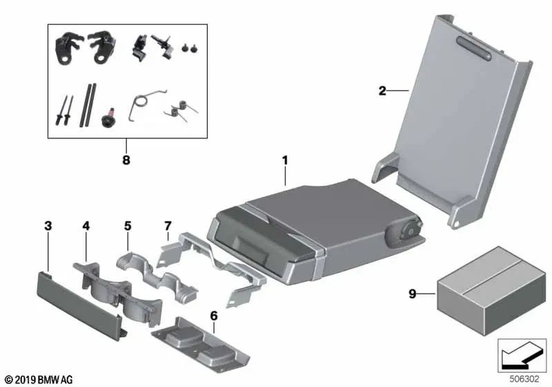 Alcantara Center Armrest for BMW 5 Series G31, G31N (OEM 52208070978). Original BMW.