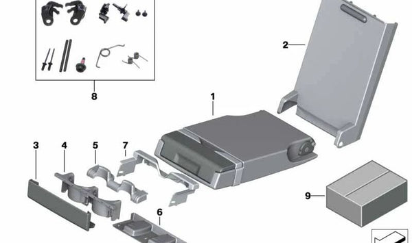 Reposabrazos de cuero OEM 52207443125 para BMW G30. Original BMW.