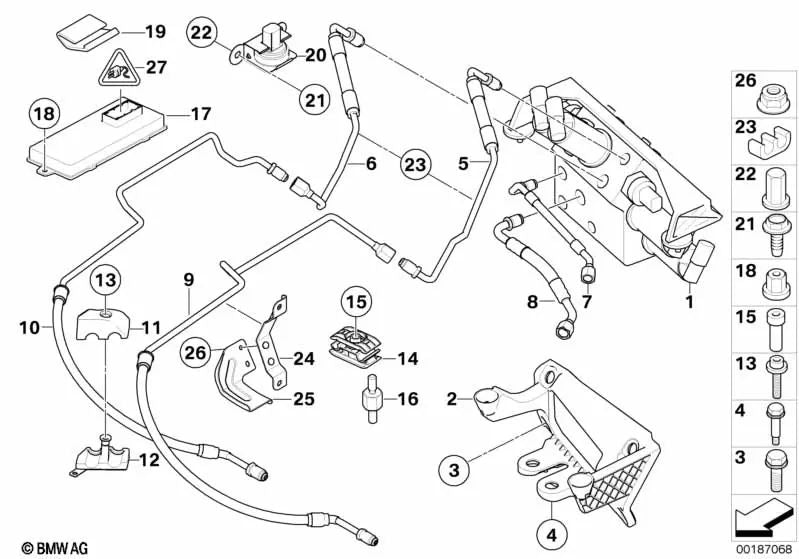 Tubería de presión para BMW Serie 5 E60, E60N, E61, E61N Serie 6 E63, E63N, E64, E64N (OEM 37136765595). Original BMW.