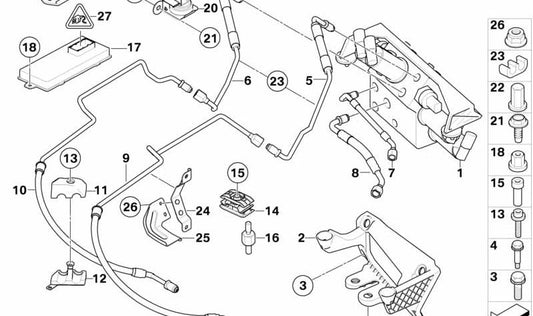 Soporte de tubo OEM 37206761187 para BMW E60, E61, E63, E64. Original BMW