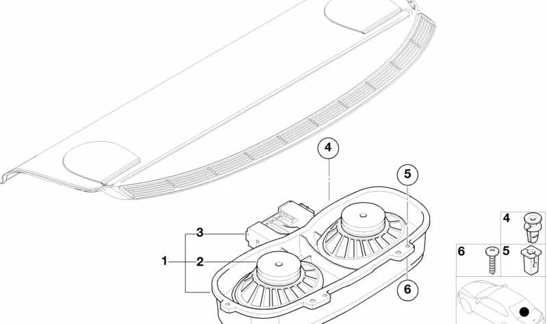 Subwoofer Top-Hifi-System für BMW 3 E46-Serie (OEM 65138374894). Original BMW