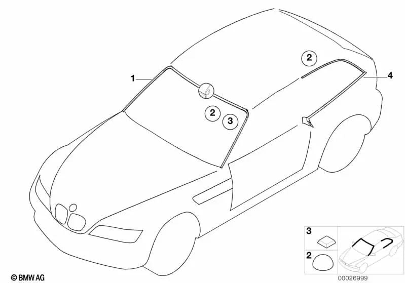 Sellado Ventanilla Lateral Trasera Izquierda para BMW F07, F10, F11, F06, F12, F13, F01N, F02N (OEM 51718399117). Original BMW