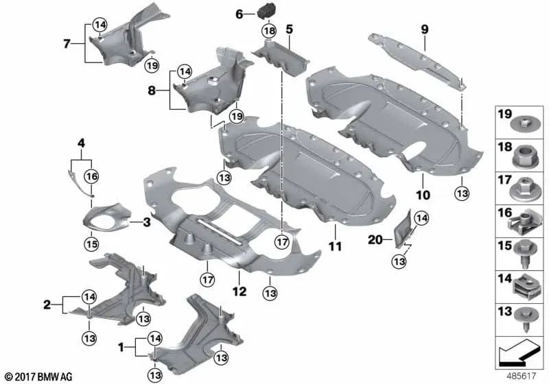 Revestimiento inferior trasero derecho para BMW F90, F90N (OEM 51758070398). Original BMW