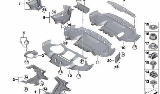 Tampa do tanque inferior esquerda OEM 51757340789 para BMW Série 5 (G30, G31). BMW originais.