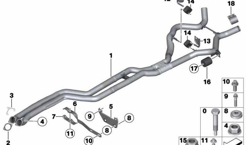 Prise en charge du tube avant OEM 18207553605 pour BMW E82, E88, E90, E91, E92, E93. BMW d'origine.