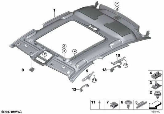 Front right grab handle bracket for BMW 6 Series G32, G32N (OEM 51167380704). Original BMW.