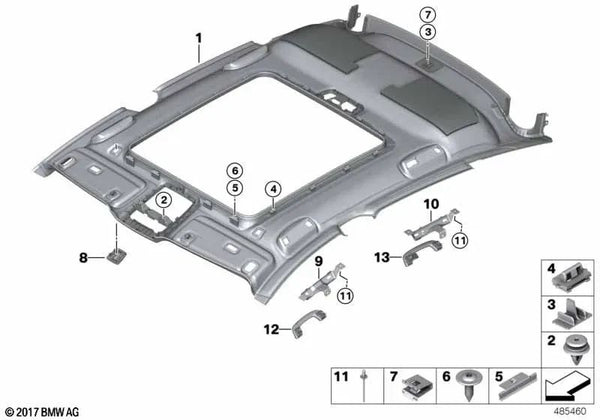 Soporte del asidero delantero derecho para BMW Serie 6 G32, G32N (OEM 51167380704). Original BMW.