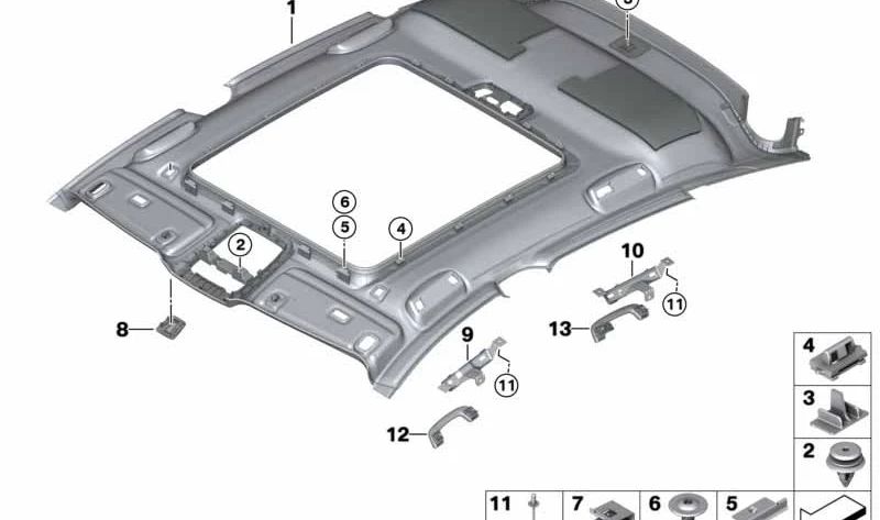 Haltegriffhalterung vorne links für BMW 6er G32, G32N (OEM 51167380703). Original BMW.