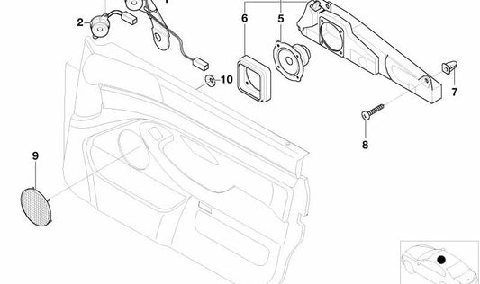 Altavoz Puerta Delantera Izquierda para BMW Serie 5 E39 (OEM 65138369065). Original BMW