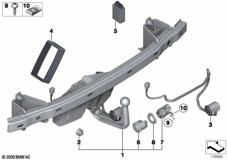 Trailer Hitch Switch Bracket for BMW F01, F01N, F02, F02N (OEM 71606776289). Original BMW