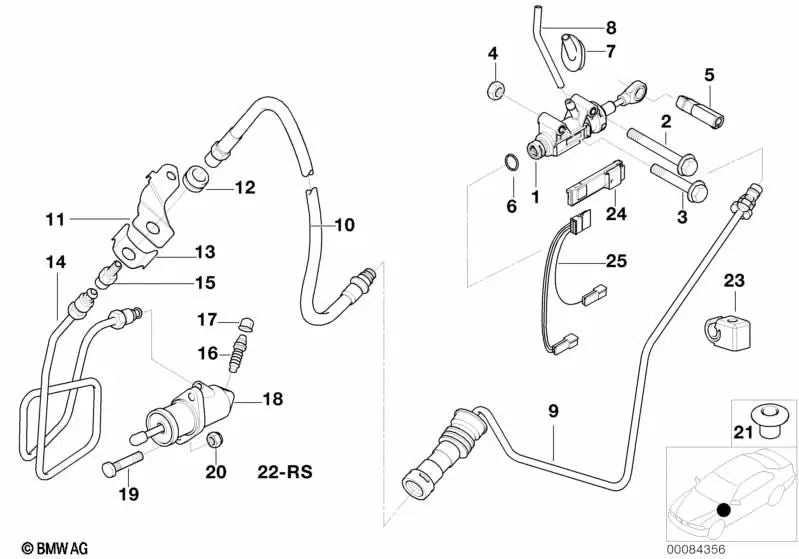 Cilindro Emisor del Embrague para BMW E81, E82, E87, E87N, E88, F20, F20N, F21, F21N, F22, F23, F87, F87N, E46, E90, E90N, E91, E91N, E92, E92N, E93, E93N, F30, F30N, F31, F31N, F34, F35, F35N, F80, F80N, F32, F33, F36, F82, F82N, F83, F83N, E39, E84, E83