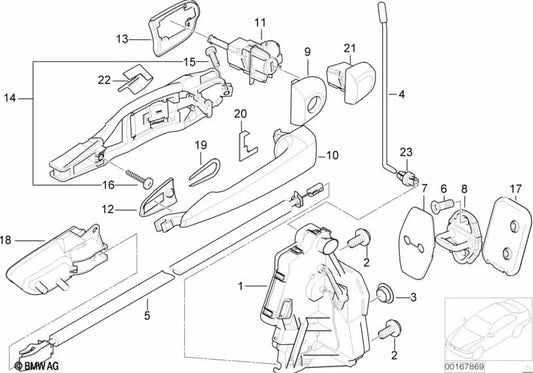 Cerradura con actuator a la izquierda para BMW modelos E46 (OEM 51217011305). Original BMW