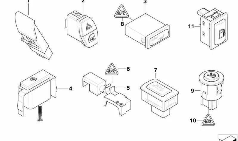 Interruptor de calefacción de asiento trasero OEM 61316988957 para BMW E60, E61, E83, E53, E70, E71. Original BMW