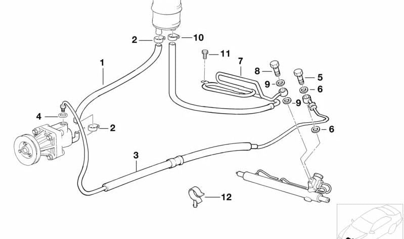 Tubo de retorno para BMW Serie 3 E36 (OEM 32411093137). Original BMW