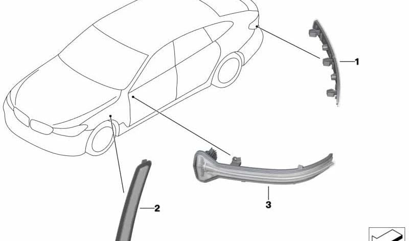 Rear right reflector for BMW G32, G32N (OEM 63147391648). Original BMW