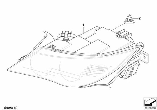 Faro de luz Bi-Xenón derecho para BMW E63, E63N, E64, E64N (OEM 63127186808). Original BMW.