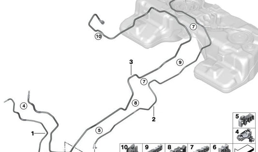 Conducto de Alimentación de Combustible Trasero para BMW X5 F95, G05 y X6 F96, G06 (OEM 16129895500). Original BMW