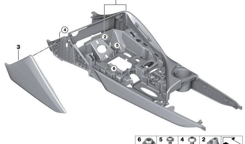 Soporte consola central OEM 51169290550 para BMW i12, i15. Original BMW.