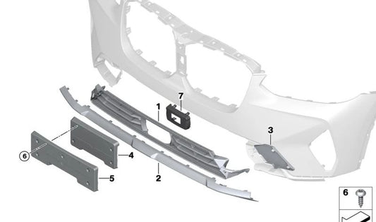 Front license plate holder for BMW X3 G01N, X4 G02N (OEM 51139451175). Genuine BMW.