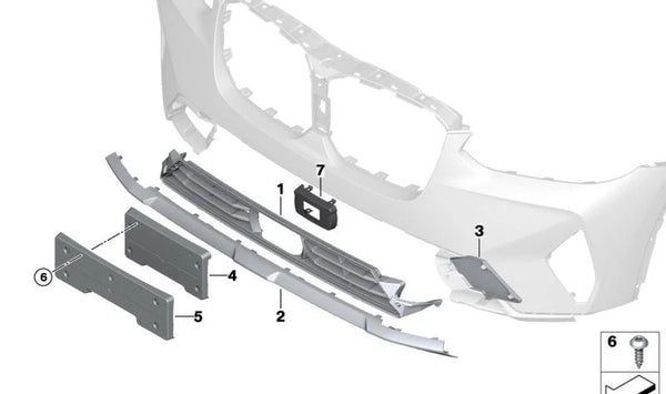 Portamatrículas delantero para BMW X3 G01N, X4 G02N (OEM 51139451175). Original BMW.