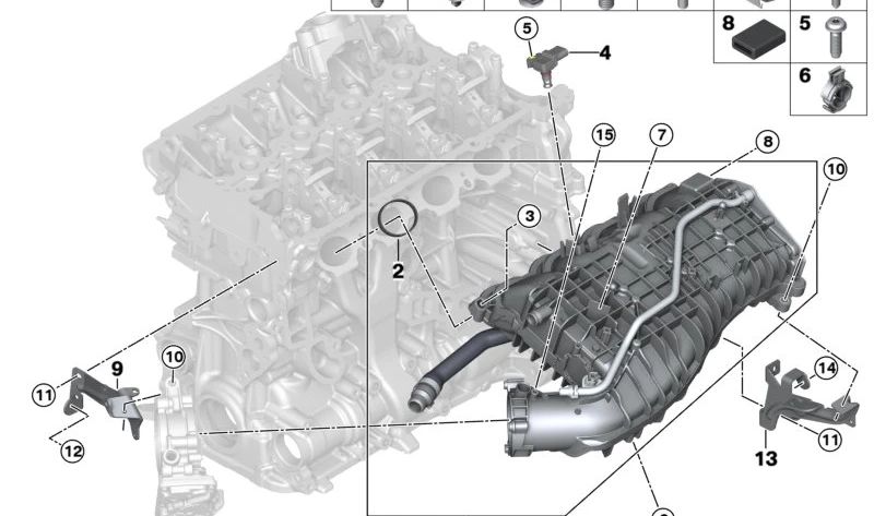 Soporte delantero para BMW Serie 1 F20N, F21N, Serie 2 F22, F23, Serie 3 F30N, F31N, F34N, F35N, G20, Serie 4 F32, F33, F36, G22, G26, Serie 5 G30, G31, G38, Serie 6 G32, Serie 7 G11, G12, X3 G01, G08, X4 G02 (OEM 11618602081). Original BMW