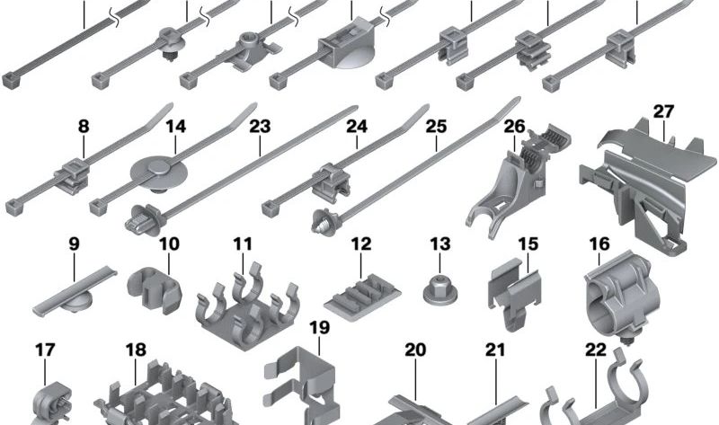 Soporte sujeta cables OEM 61136916943 para BMW {F40, F44, F45, F46, U06, E36, E46, F48, F49, F39, E83, Z3}. Original BMW.