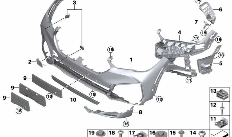 Embellecedor delantero inferior derecho OEM 51117497174 para BMW G06 (X6). Original BMW.